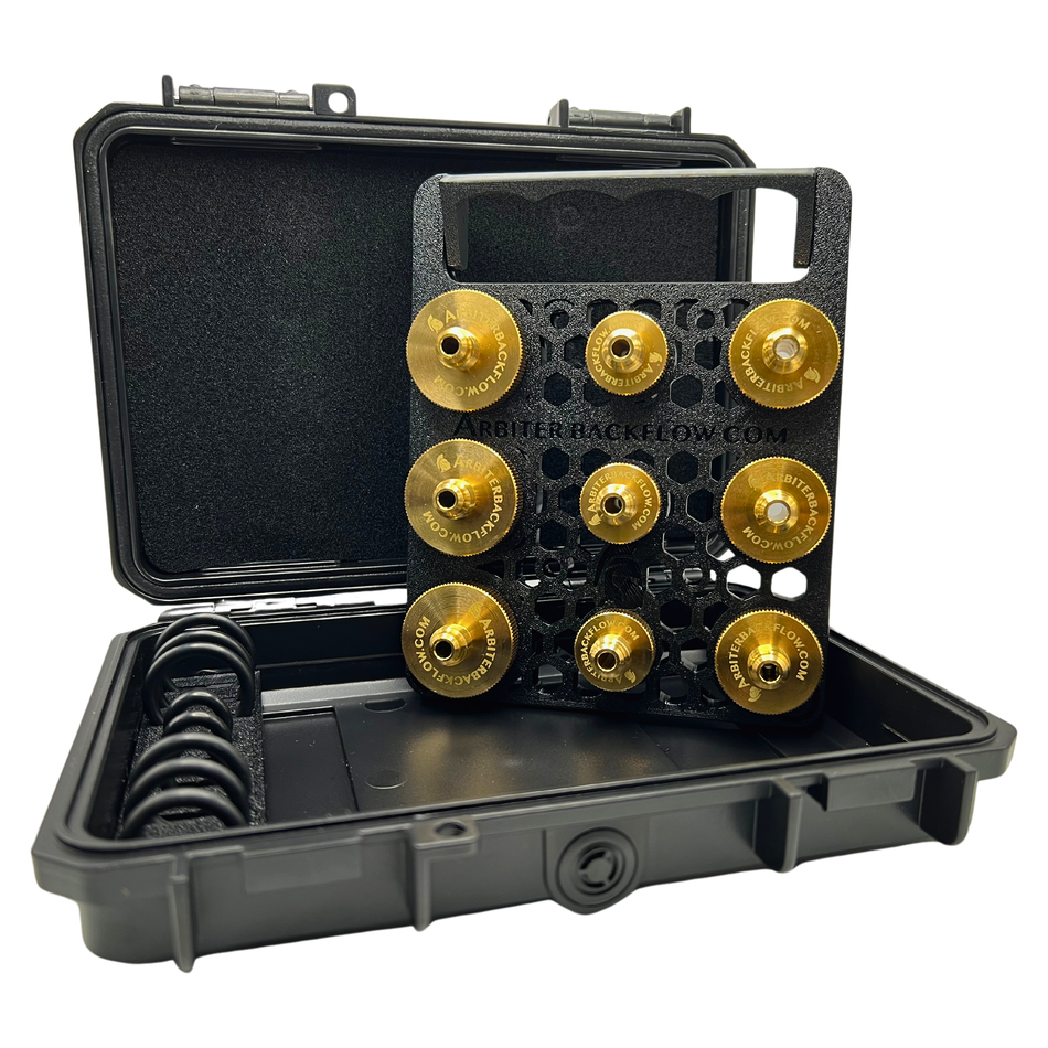 Brass Quick Test Fittings Set of 9 with Holder