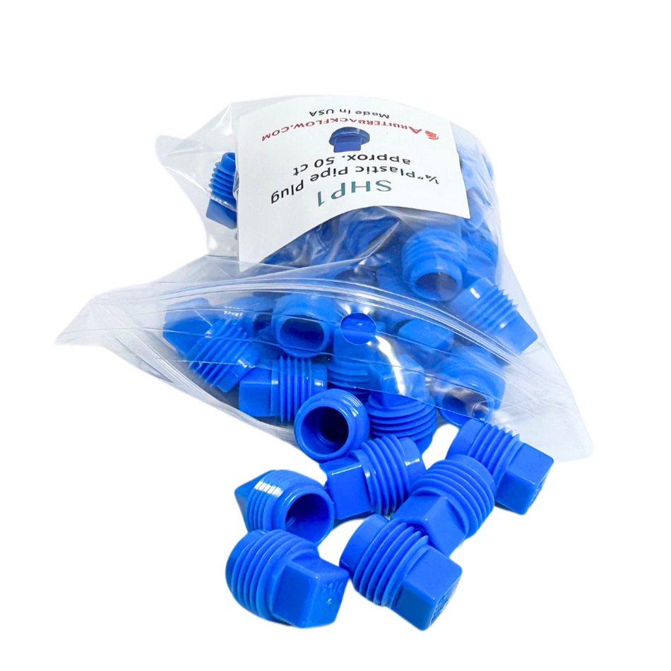 Plastic plugs for test ports on backflow assemblies, ~50 count.